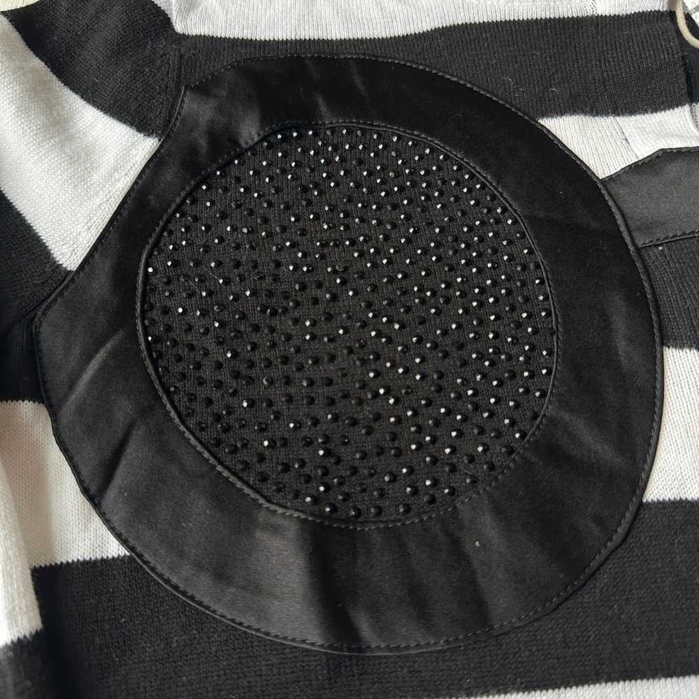 NWT Alice + Olivia Stacey Face Striped Cardigan Black White Sequin S - Picture 6 of 16